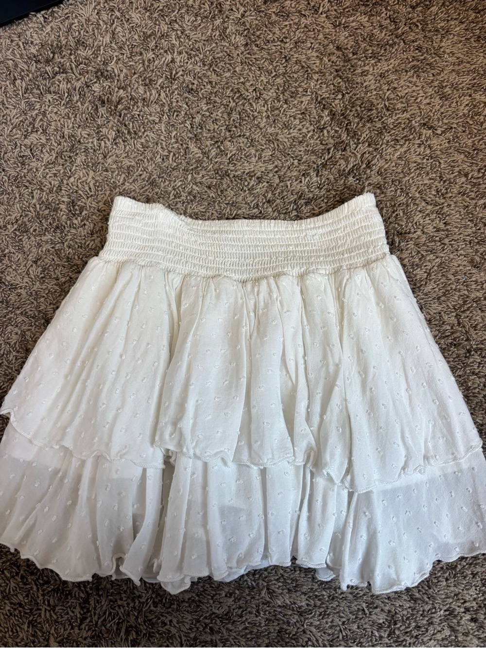 Forever 21 White Tiered Eyelet Skater Skirt
